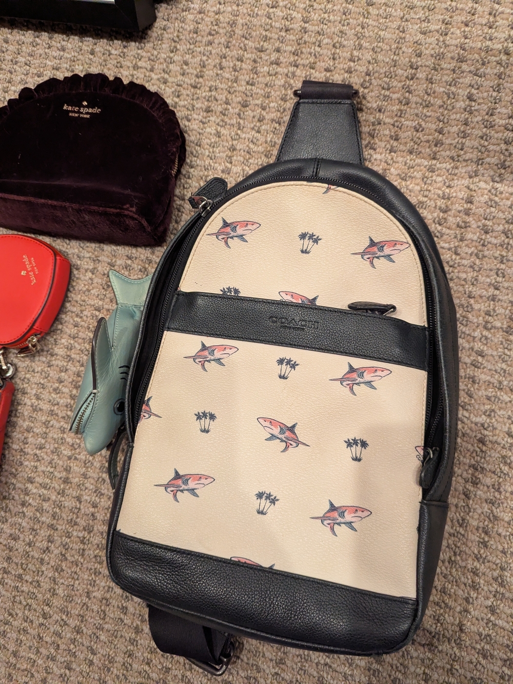 Rare Coach Shark Backpack Purse Crossbody With Shark Coin purse
